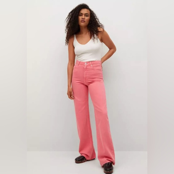 MANGO | Pink Flare Wide Leg Jeans - Picture 1 of 15